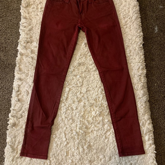 True Religion Halle Crimson Red Maroon Wine Coated Super Skinny Jeans Womens 30 - Picture 2 of 9